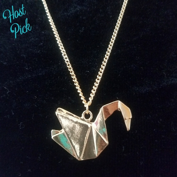 BSH Boutique Jewelry - 1 LEFT - HP - Origami Paper Crane Pendant Necklace